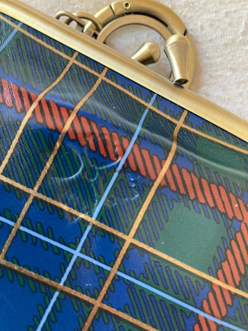 Patricia Nash Plaid Kiss-Lock Coin Leather Coin Purse with Keychain NWOT - Picture 6 of 6